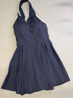 BERLOOK Navy Blue Collar Halter Backless Tennis Dress with Built-in Shorts